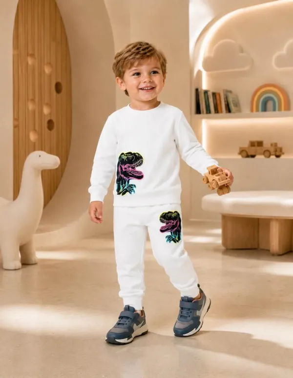 NUSYL_Boys_White_Dinosaurs_Printed_Cotton_Blend_T-shirts_and_Joggers_|_Boys's_Regular_Length_T-shirts_and_Regular_Jogger