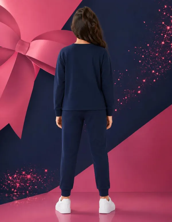 NUSYL_Girls_Navy_Just_a_girl_Text_Printed_Cotton_Blend_T-shirts_and_Joggers_|_Girls's_Regular_Length_T-shirts_and_Regular_Jogger