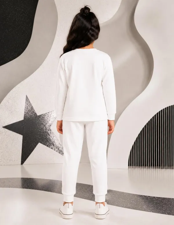 NUSYL_Girls_White_Star_Girl_Text_Printed_Cotton_Blend_T-shirts_and_Joggers_|_Girls's_Regular_Length_T-shirts_and_Regular_Jogger