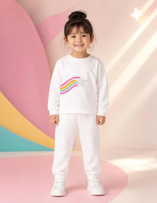 NUSYL_Girls_White_Star_Printed_Cotton_Blend_T-shirts_and_Joggers_|_Girls's_Regular_Length_T-shirts_and_Regular_Jogger
