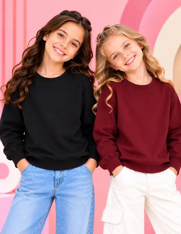 Nusyl_Girls_Black_&_Burgundy_Girls_Solid_Sweatshirt