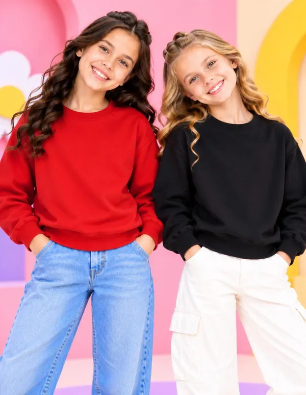 Nusyl_Girls_Red_&_Black_Girls_Solid_Sweatshirt