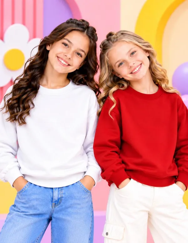 Nusyl_Girls_White_&_Red_Girls_Solid_Sweatshirt