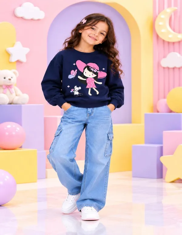 Nusyl_Girls_Navy_&_Lilac_Girls_Girl_Printed_&_Mermaid_Printed_Sweatshirt