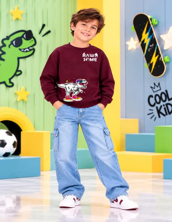 Nusyl_Boys_Black_&_Burgundy_Boys_Dinosaur_Printed_&_Rise_and_Shine_Text_Printed_Sweatshirt