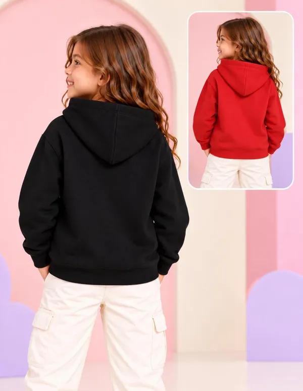 Nusyl_Girls_Red_&_Black_Girls_Solid_Hoodie