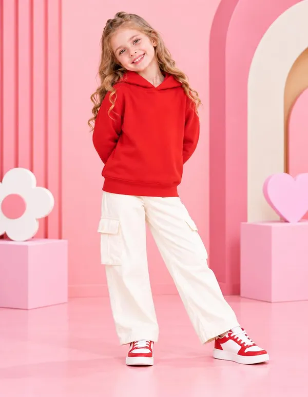 Nusyl_Girls_White_&_Red_Girls_Solid_Hoodie