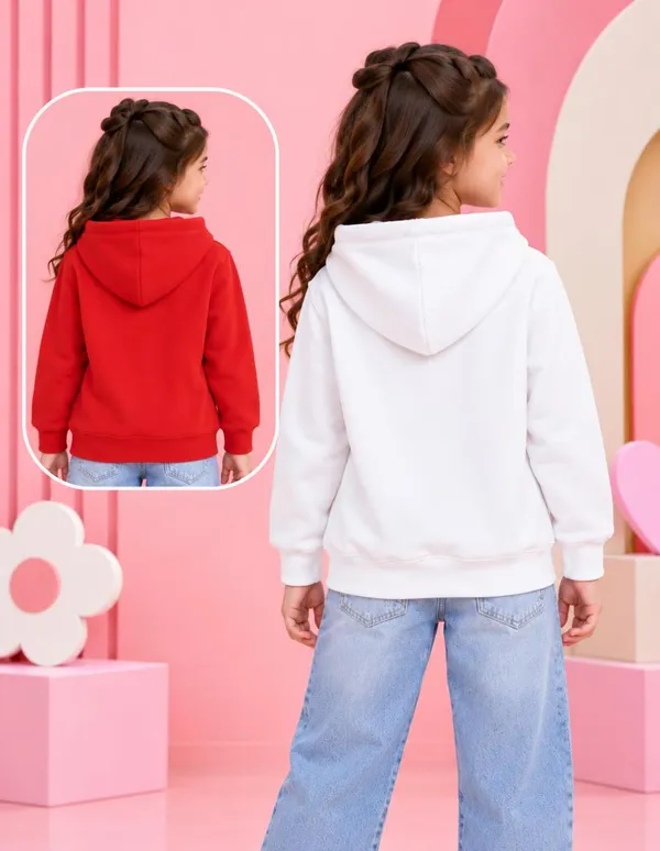 Nusyl_Girls_White_&_Red_Girls_Solid_Hoodie