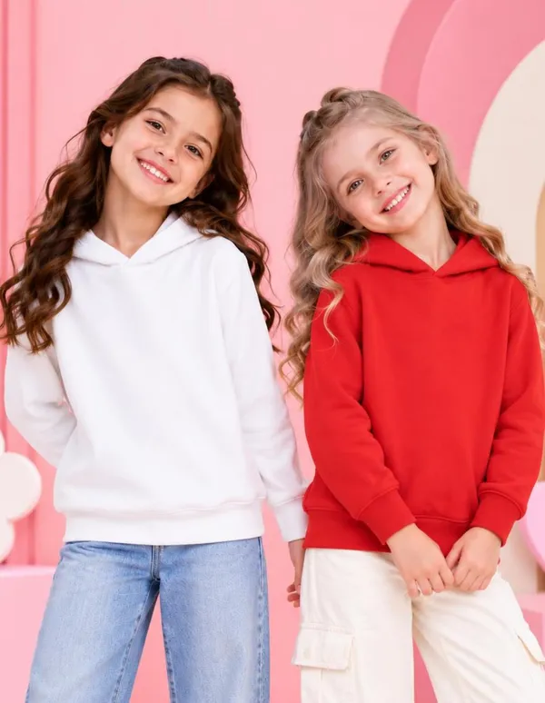 Nusyl_Girls_White_&_Red_Girls_Solid_Hoodie