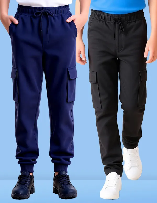 Nusyl_Black_&_Navy_Solid_Cotton_Blend_Straight_Fit_Cargo_Trackpants_Pack_Of_2_With_Side_&_Cargo_Pockets_Full_Length_Regular_Fit_Cargo_Trackpants