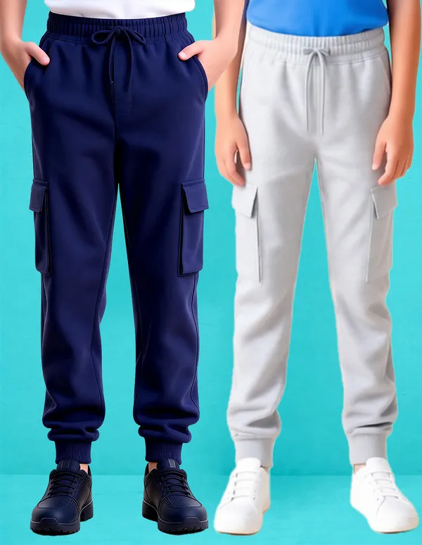 Nusyl_Gray_&_Navy_Solid_Cotton_Blend_Straight_Fit_Cargo_Trackpants_Pack_Of_2_With_Side_&_Cargo_Pockets_Full_Length_Regular_Fit_Cargo_Trackpants