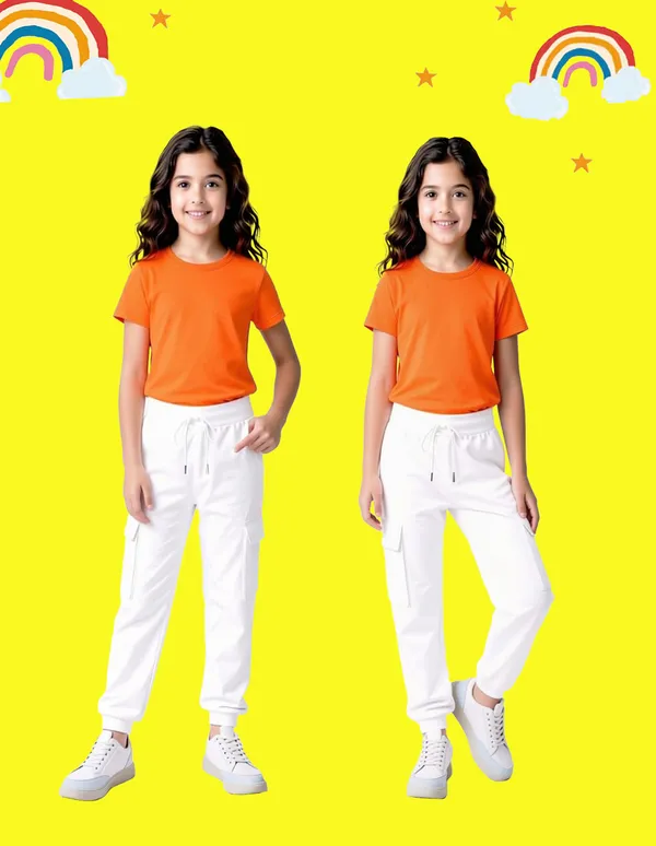 Nusyl_Girls'S_White_Solid_Cotton_Blend_Straight_Fit_Cargo_Trackpants_Pack_Of_2_With_Side_&_Cargo_Pockets_Girls'S_Full_Length_Regular_Fit_Cargo_Trackpants