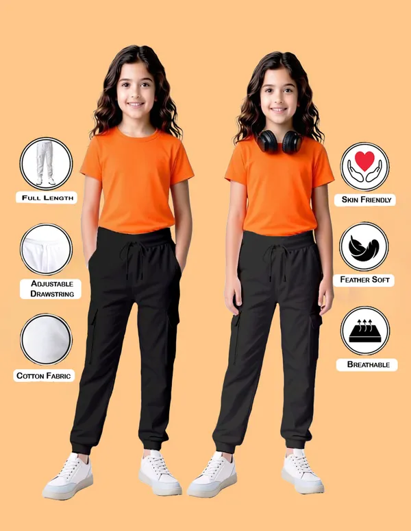 Nusyl_Girls'S_Black_Solid_Cotton_Blend_Straight_Fit_Cargo_Trackpants_Pack_Of_2_With_Side_&_Cargo_Pockets_Girls'S_Full_Length_Regular_Fit_Cargo_Trackpants