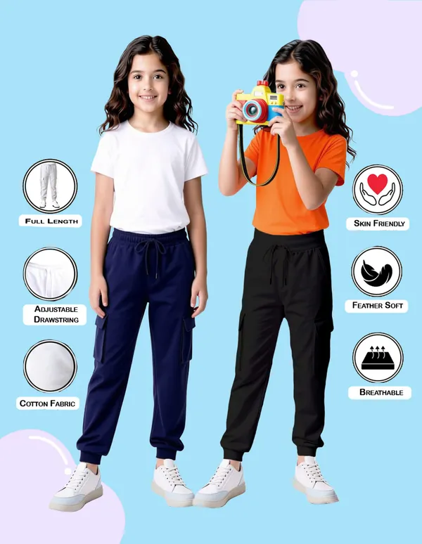 Nusyl_Girls'S_Black_&_Navy_Solid_Cotton_Blend_Straight_Fit_Cargo_Trackpants_Pack_Of_2_With_Side_&_Cargo_Pockets_Girls'S_Full_Length_Regular_Fit_Cargo_Trackpants