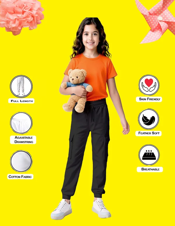 Nusyl_Girls'S_White_&_Black_&_Gray_Solid_Cotton_Blend_Straight_Fit_Cargo_Trackpants_Pack_Of_3_With_Side_&_Cargo_Pockets_Girls'S_Full_Length_Regular_Fit_Cargo_Trackpants