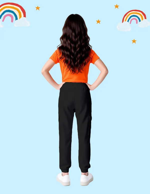 Nusyl_Girls'S_White_&_Black_&_Navy_&_Gray_Solid_Cotton_Blend_Straight_Fit_Cargo_Trackpants_Pack_Of_4_With_Side_&_Cargo_Pockets_Girls'S_Full_Length_Regular_Fit_Cargo_Trackpants