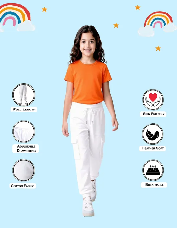 Nusyl_Girls'S_White_&_Black_&_Navy_&_Gray_Solid_Cotton_Blend_Straight_Fit_Cargo_Trackpants_Pack_Of_4_With_Side_&_Cargo_Pockets_Girls'S_Full_Length_Regular_Fit_Cargo_Trackpants