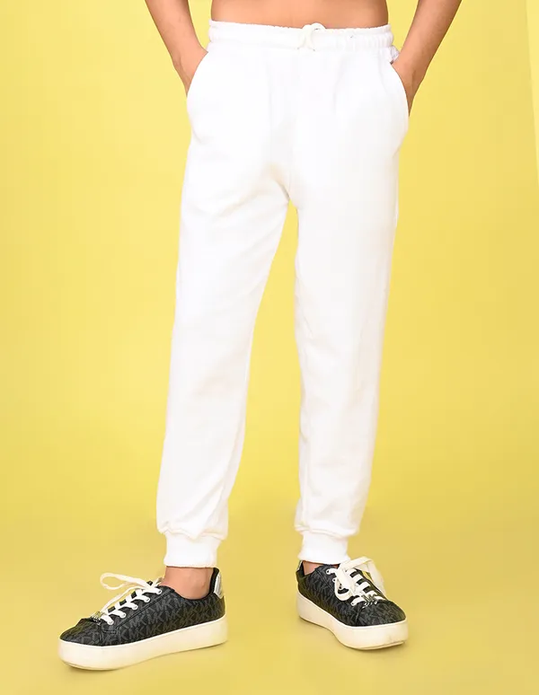 Nusyl_Girls'S_White_Solid_Cotton_Blend_Straight_Fit_Joggers_With_Side_Pockets_Girls'S_Full_Length_Regular_Fit_Joggers