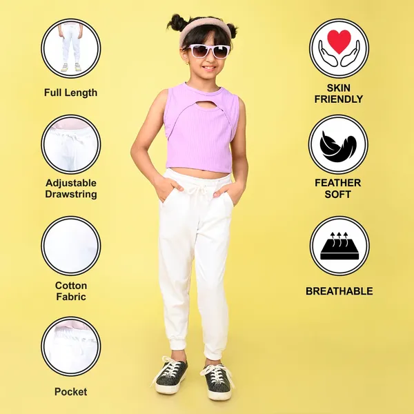 Nusyl_Girls'S_White_Solid_Cotton_Blend_Straight_Fit_Joggers_With_Side_Pockets_Girls'S_Full_Length_Regular_Fit_Joggers
