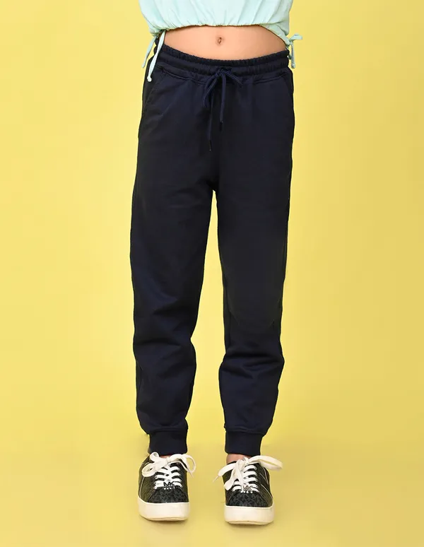 Nusyl_Girls'S_Navy_Solid_Cotton_Blend_Straight_Fit_Joggers_With_Side_Pockets_Girls'S_Full_Length_Regular_Fit_Joggers