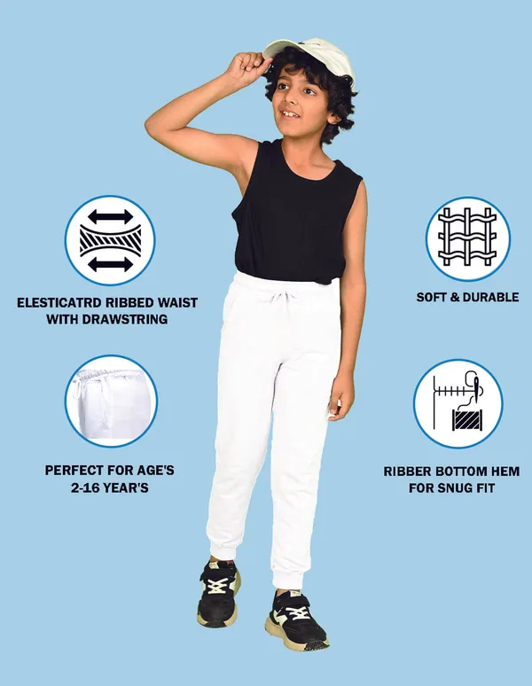 Nusyl_Boys_White_&_White_Solid_Trackpants
