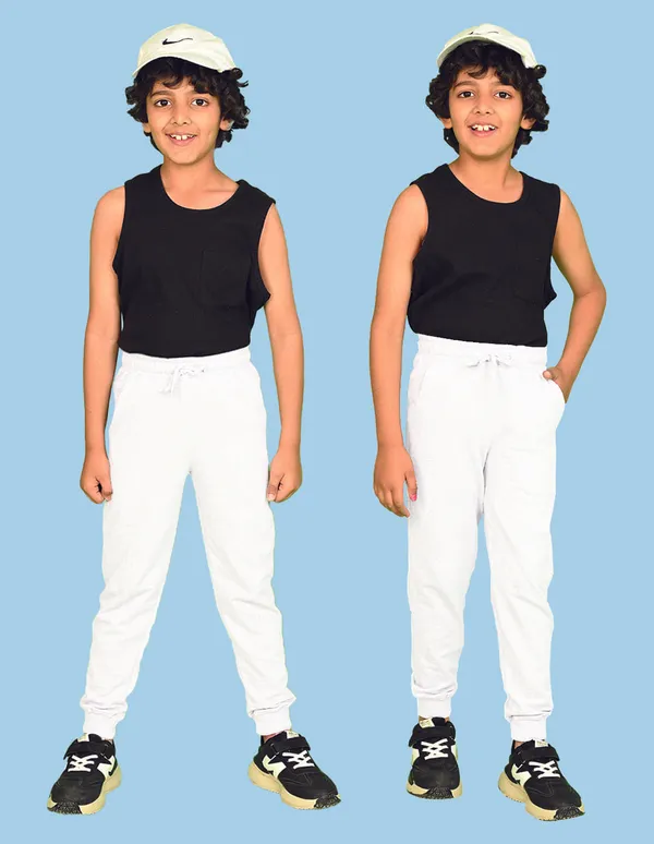 Nusyl_Boys_White_&_White_Solid_Trackpants