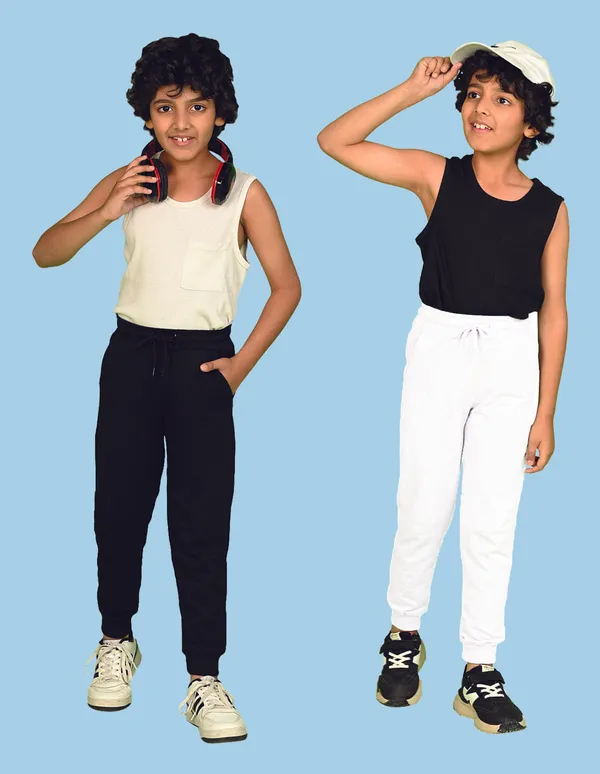 Nusyl_Boys_Black_&_White_Solid_Trackpants