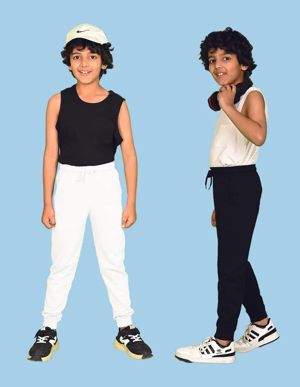 Nusyl_Boys_Black_&_White_Solid_Trackpants