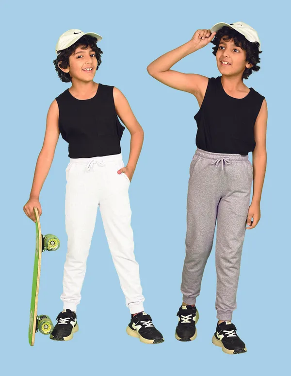 Nusyl_Boys_White_&_Grey_Solid_Trackpants