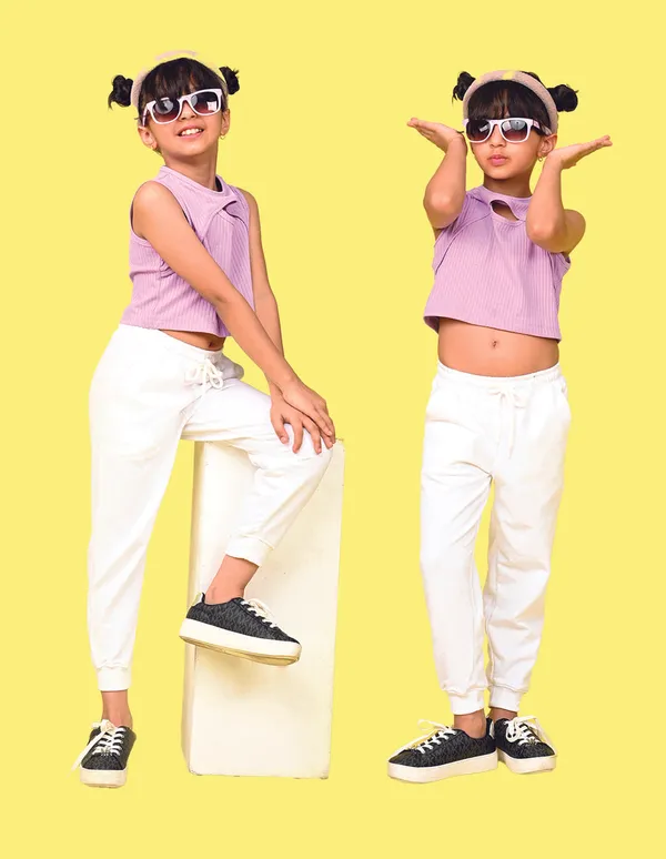 Nusyl_Girls_White_&_White_Solid_Trackpants