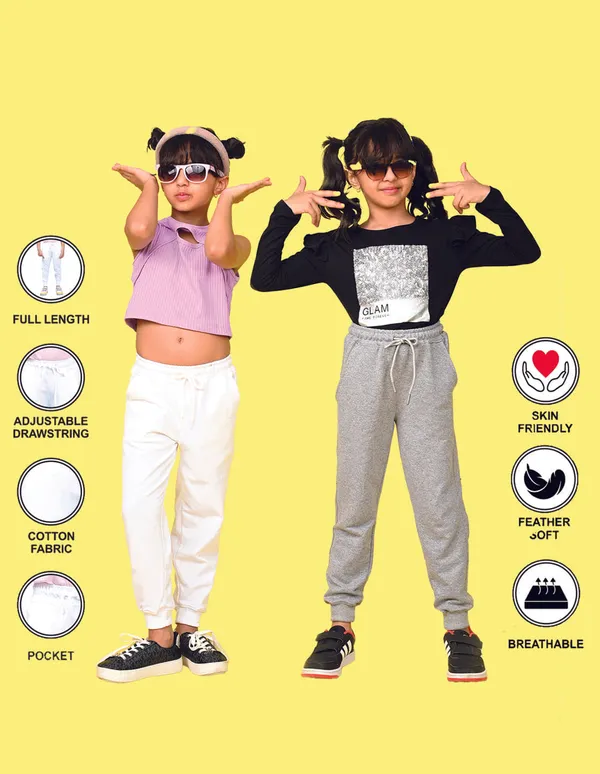 Nusyl_Girls_White_&_Grey_Solid_Trackpants