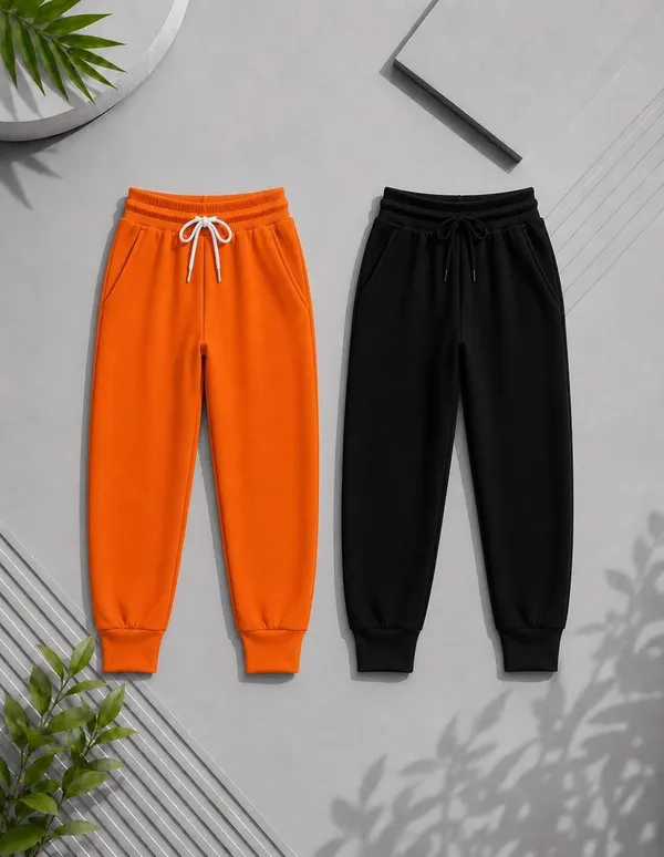 Nusyl_Boys_Orange_&_Black_Solid_Trackpants