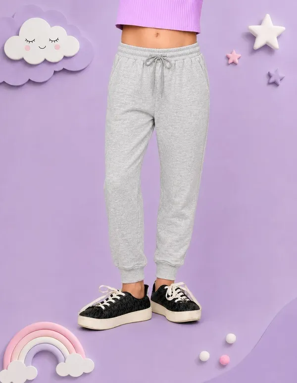 Nusyl_Girls_Orange_&_Grey_Solid_Trackpants