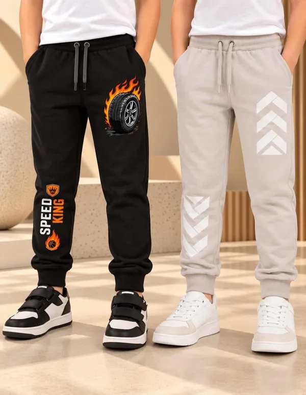 Nusyl_Boys_Pack_of_2_Black_&_Grey_Speed_King_Text_Printed_&_Striped_Arrows_Printed_Trackpants