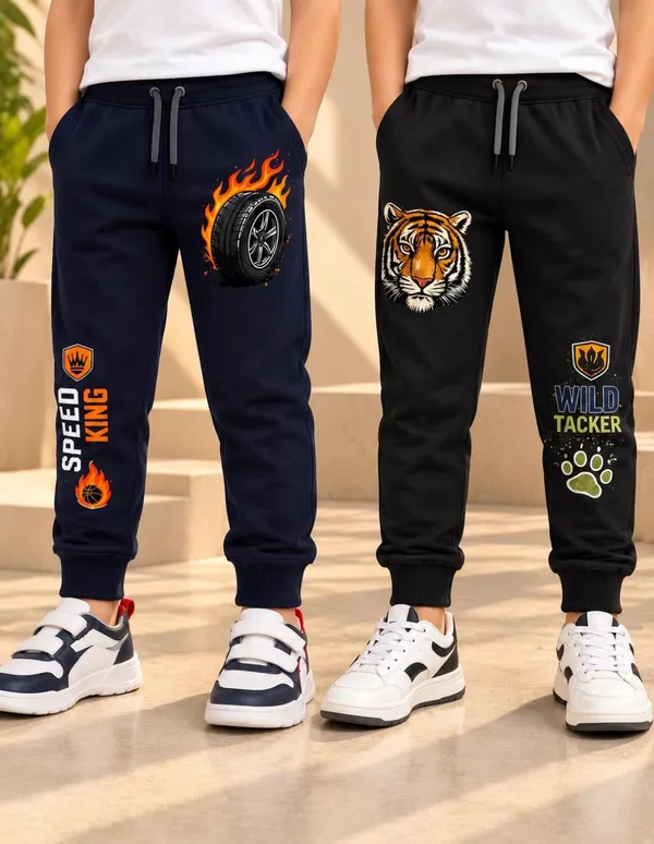 Nusyl_Boys_Pack_of_2_Navy_&_Black_Speed_King_Text_Printed_&_Tiger_Printed_Trackpants