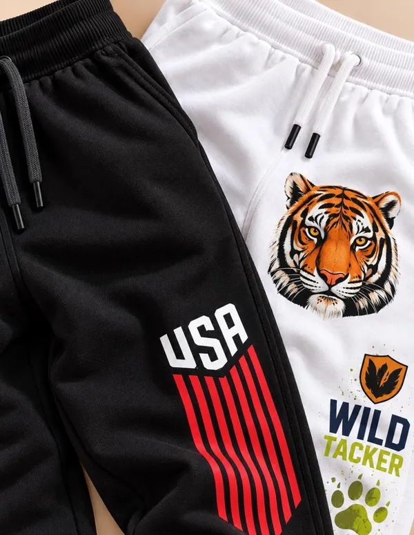 Nusyl_Boys_Pack_of_2_Black_&_White_Usa_Text_Printed_&_Tiger_Printed_Trackpants