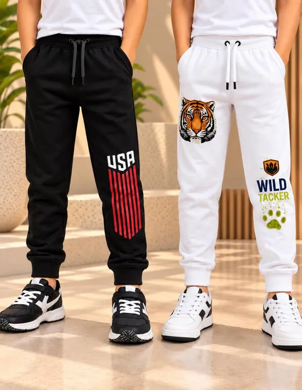 Nusyl_Boys_Pack_of_2_Black_&_White_Usa_Text_Printed_&_Tiger_Printed_Trackpants