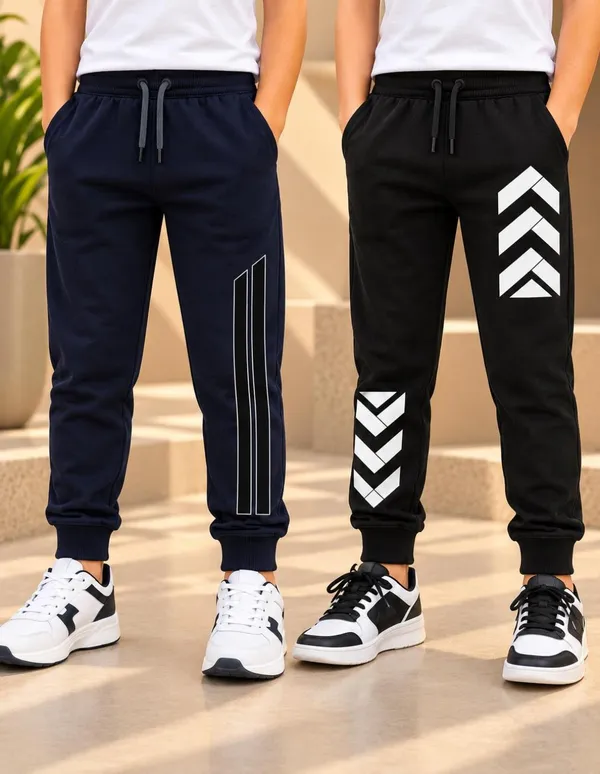 Nusyl_Boys_Pack_of_2_Navy_&_Black_Strips_Printed_&_Striped_Arrows_Printed_Trackpants