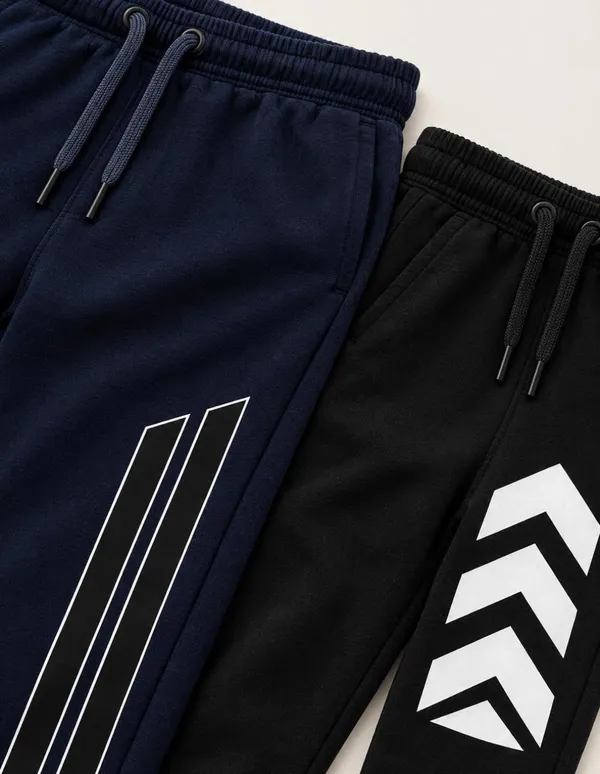Nusyl_Boys_Pack_of_2_Navy_&_Black_Strips_Printed_&_Striped_Arrows_Printed_Trackpants