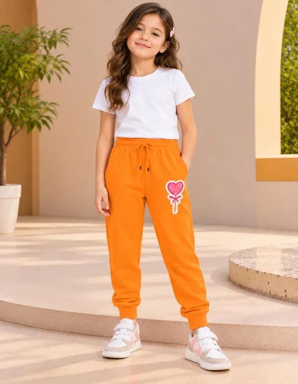 Nusyl_Girls_Pack_of_2_Black_&_Orange_Butterfly_Printed_&_Heart_Printed_Trackpants