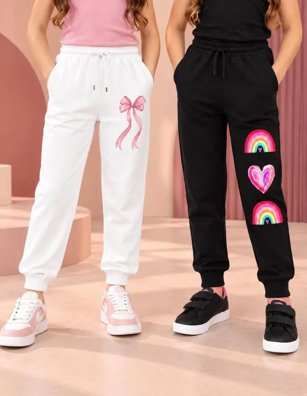 Nusyl_Girls_Pack_of_2_White_&_Black_Cute_Things_Printed_&_Heart_Printed_Trackpants