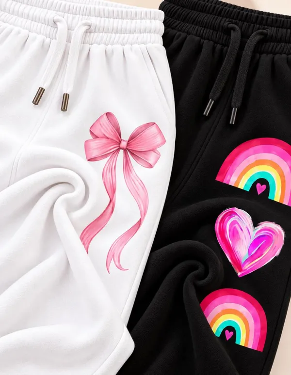 Nusyl_Girls_Pack_of_2_White_&_Black_Cute_Things_Printed_&_Heart_Printed_Trackpants