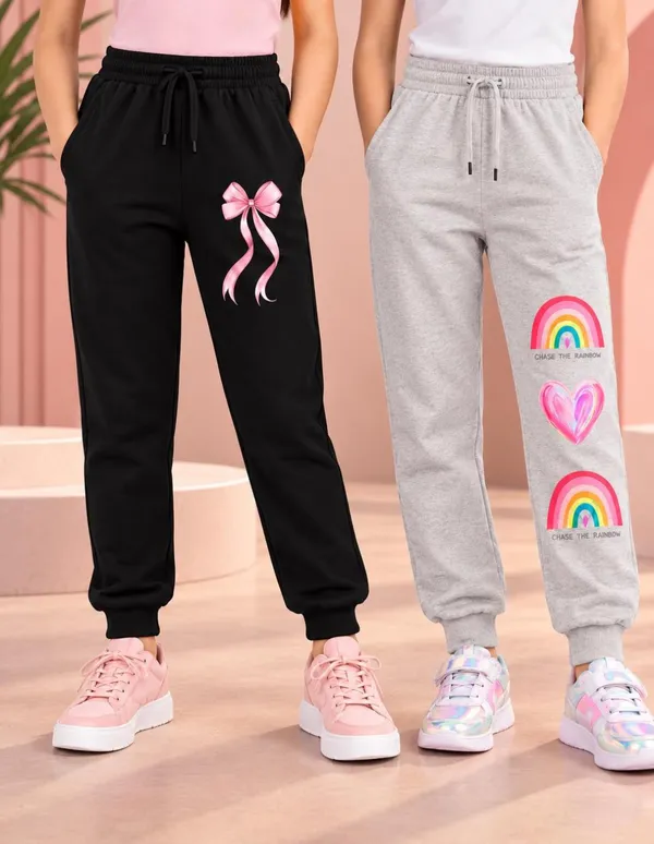 Nusyl_Girls_Pack_of_2_Black_&_Grey_Cute_Things_Printed_&_Heart_Printed_Trackpants
