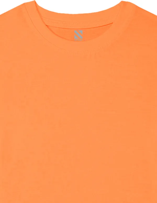 Orange_Solid_Round_Neck_Half_Sleeves_Oversized_T-Shirt_For_Girls