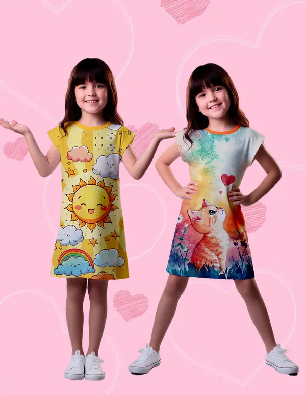 Nusyl_Girls_Yellow_&_Orange_Sun_Printed_&_Cat_Printed_Dresses_Pack_Of_2_Soft_&_Comfortable_Dresses_Cozy_Summer_Wear_For_Kids_&_Teen_Girls