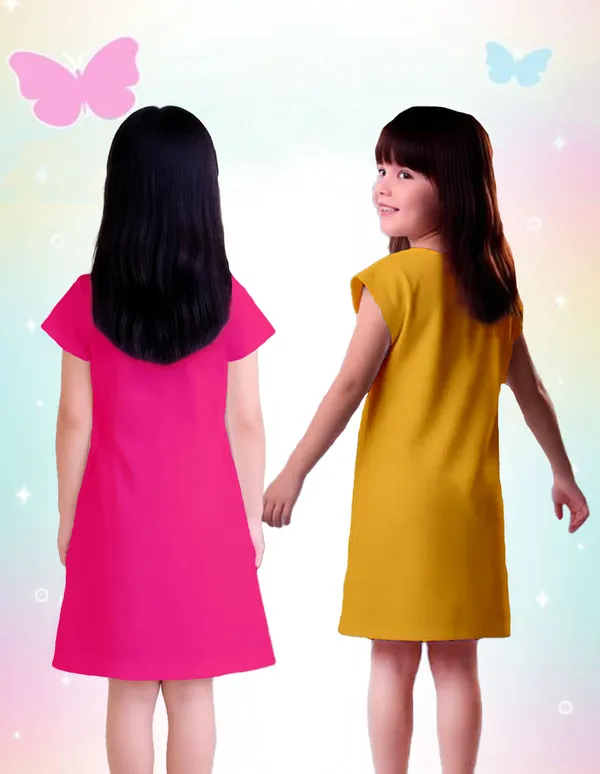 Nusyl_Girls_Yellow_&_Hot_Pink_Cat_Printed_&_Dog_Printed_Dresses_Pack_Of_2_Soft_&_Comfortable_Dresses_Cozy_Summer_Wear_For_Kids_&_Teen_Girls