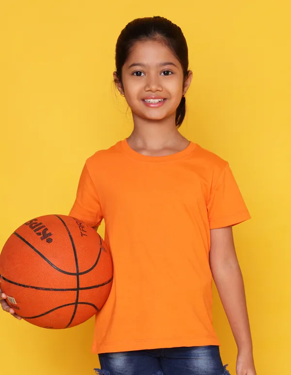 Orange_Solid_Round_Neck_Half_Sleeves_T-Shirt_For_Girls