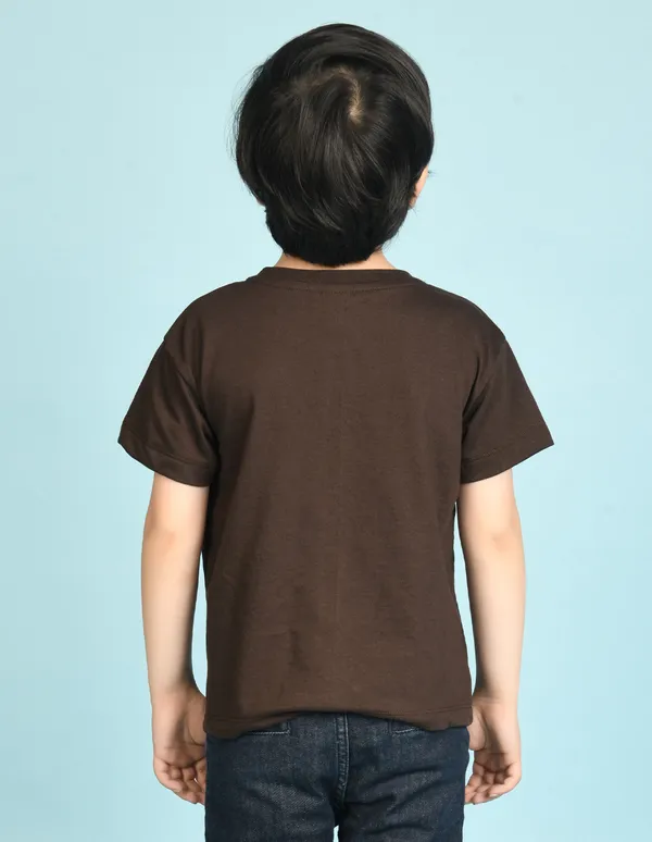 Brown_Solid_Round_Neck_Half_Sleeves_Oversized_T-Shirt_For_Boys