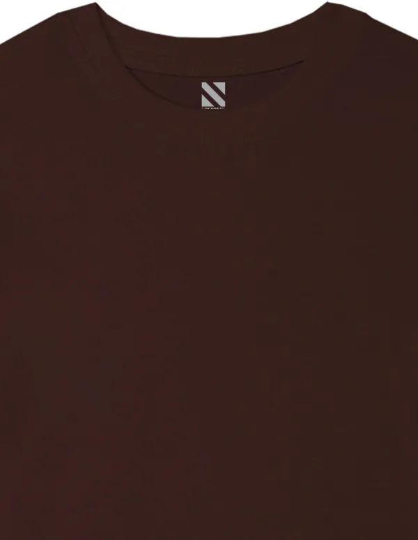 Brown_Solid_Round_Neck_Half_Sleeves_Oversized_T-Shirt_For_Boys