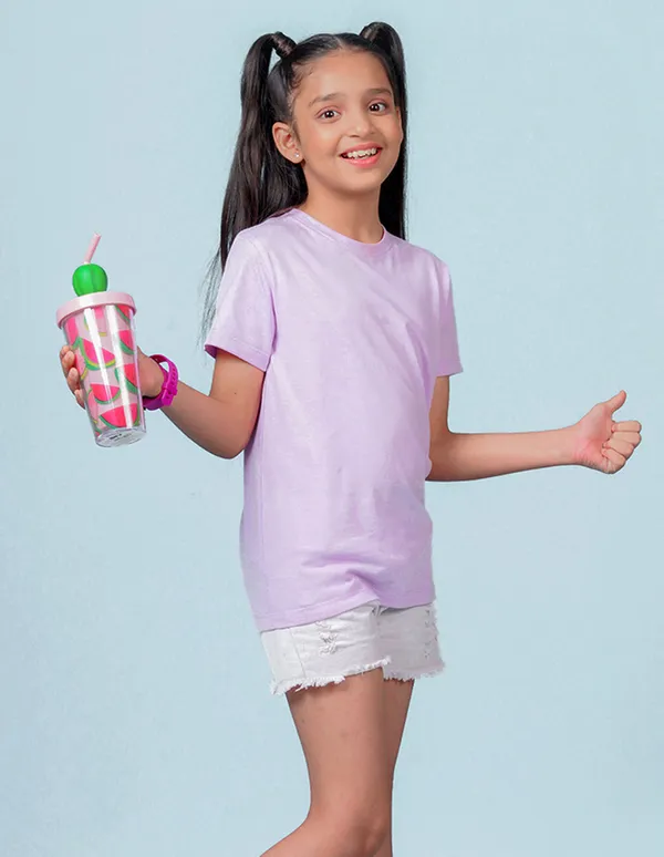 Lilac_Solid_Round_Neck_Half_Sleeves_T-Shirt_For_Girls